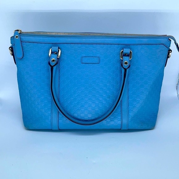 Gucci Baby blue micro guccisimma satchel bag - Picture 1 of 13